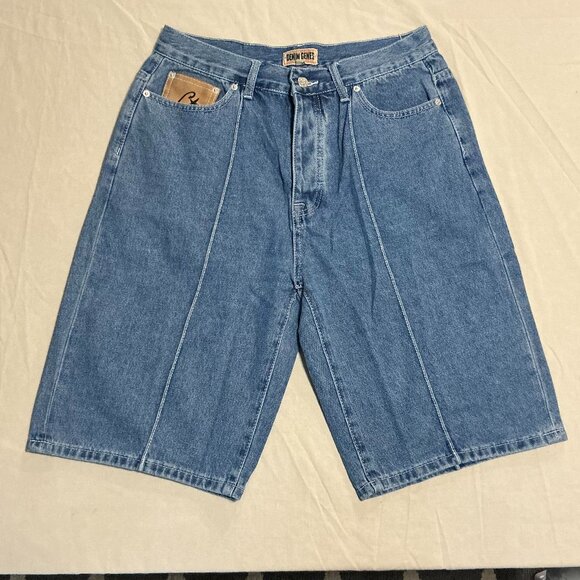Blue Baggy Cortez Denim Jean Shorts - Picture 1 of 8
